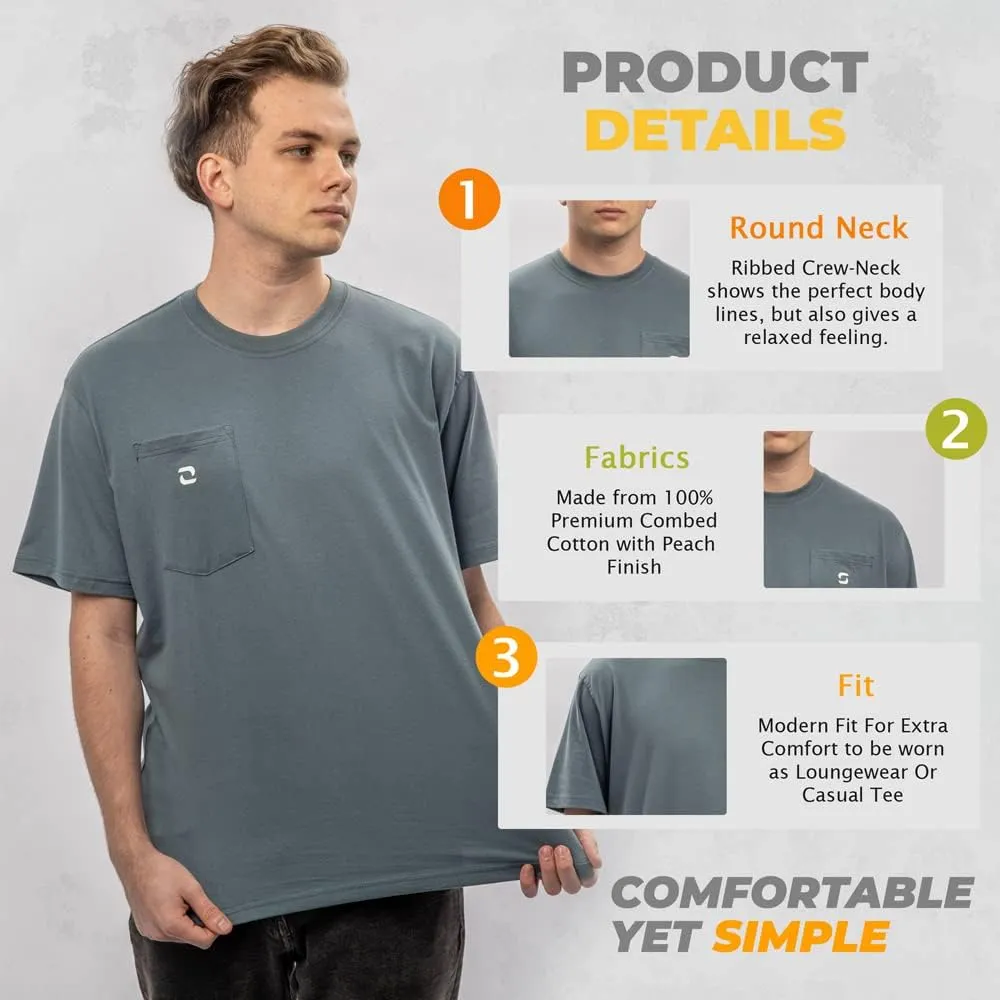SHOHELL Pocket T Shirts for Men - Cotton Men's T-Shirts, Multipack