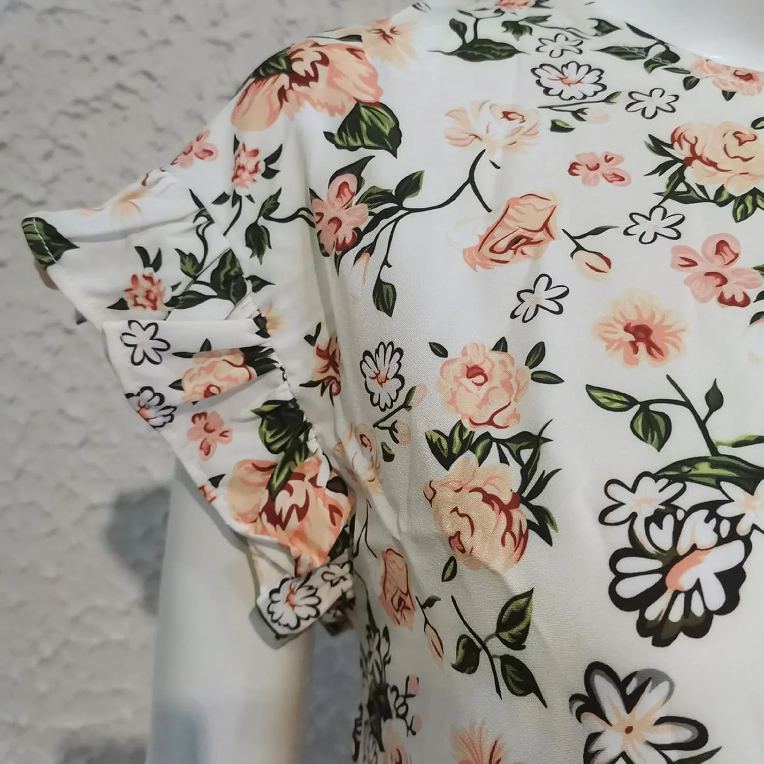 Short Sleeve Summer Dresses for Women 2025 Vacation Beach Floral Ruffles Boho Sundresses Loose Fit Crewneck Mini Dress