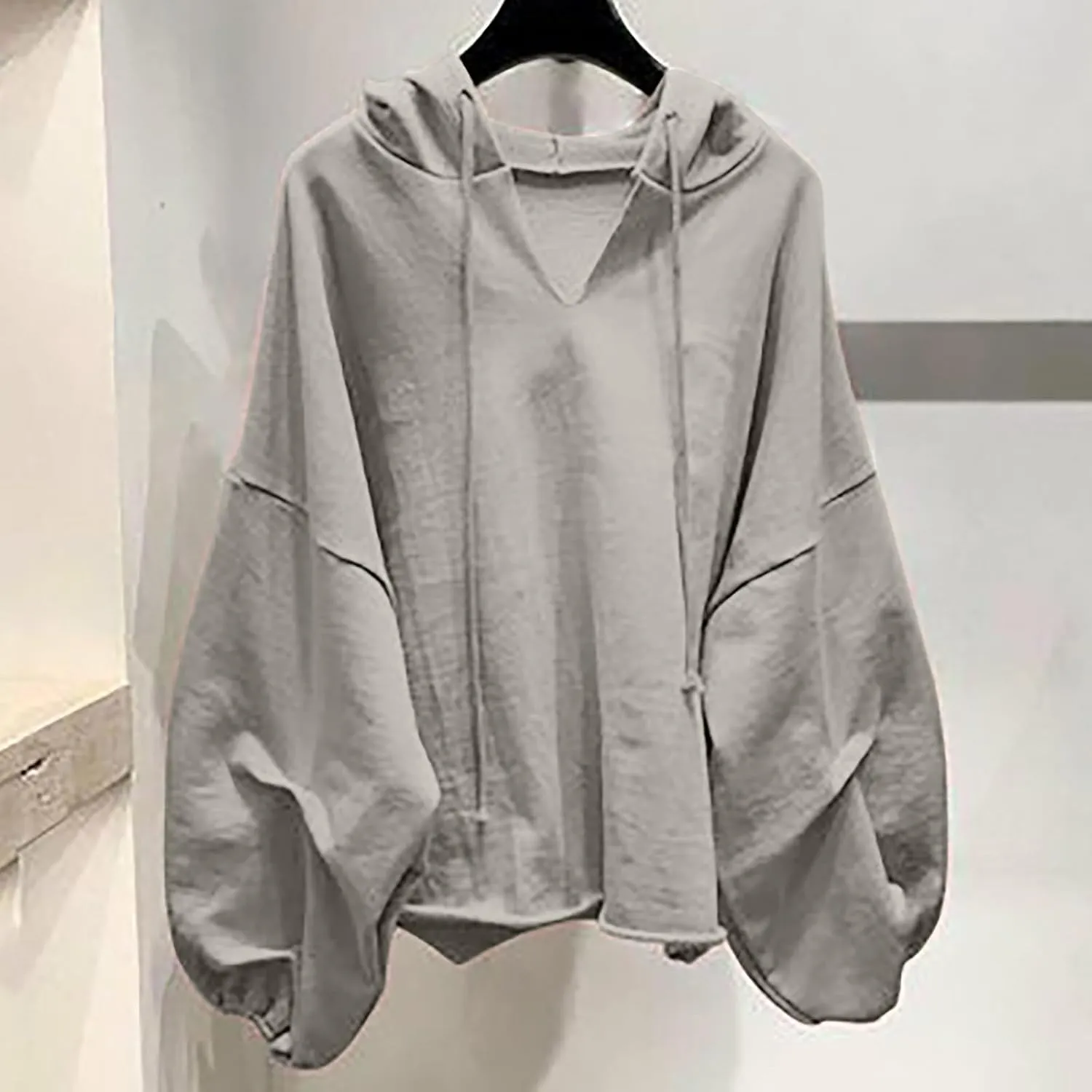 Slouchy Oversized Hoodie for Women Drop Shoulder Lantern Sleeve Baggy Sweatshirts Teen Girls Y2K Fashion Pullover