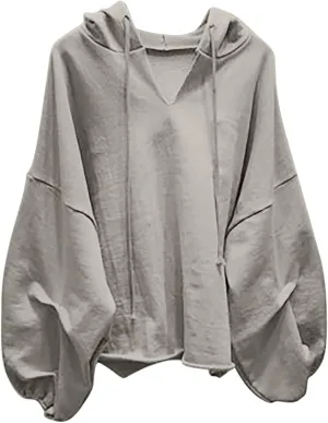 Slouchy Oversized Hoodie for Women Drop Shoulder Lantern Sleeve Baggy Sweatshirts Teen Girls Y2K Fashion Pullover