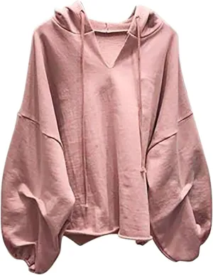 Slouchy Oversized Hoodie for Women Drop Shoulder Lantern Sleeve Baggy Sweatshirts Teen Girls Y2K Fashion Pullover