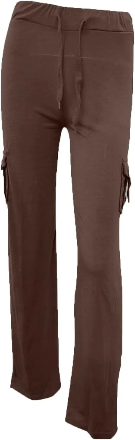 SMIDOW Plus Size Yoga Cargo Pants for Women with Pockets Loose Comfy Stretchy Wide Leg Bootcut Athletic Workout Leggings