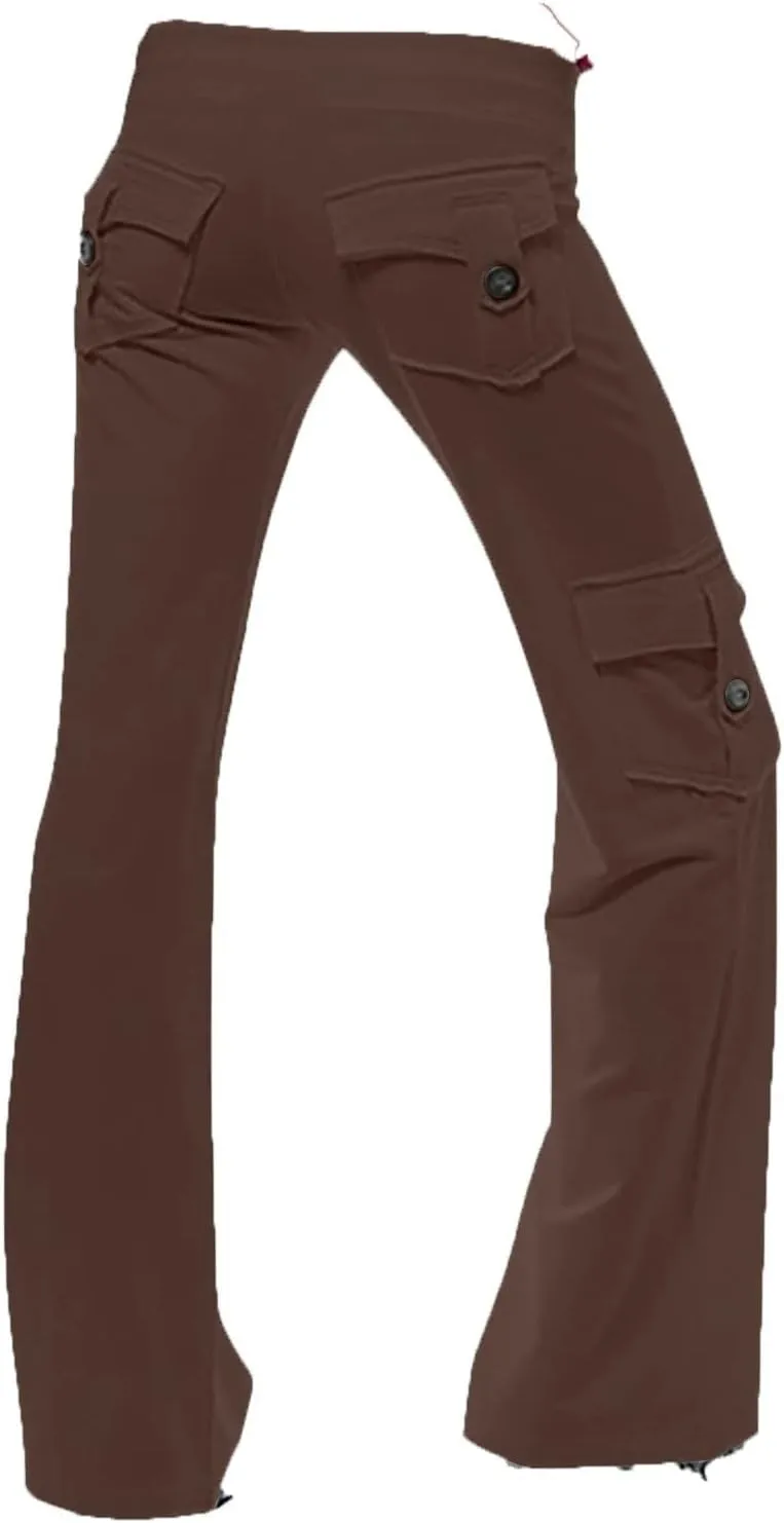 SMIDOW Plus Size Yoga Cargo Pants for Women with Pockets Loose Comfy Stretchy Wide Leg Bootcut Athletic Workout Leggings