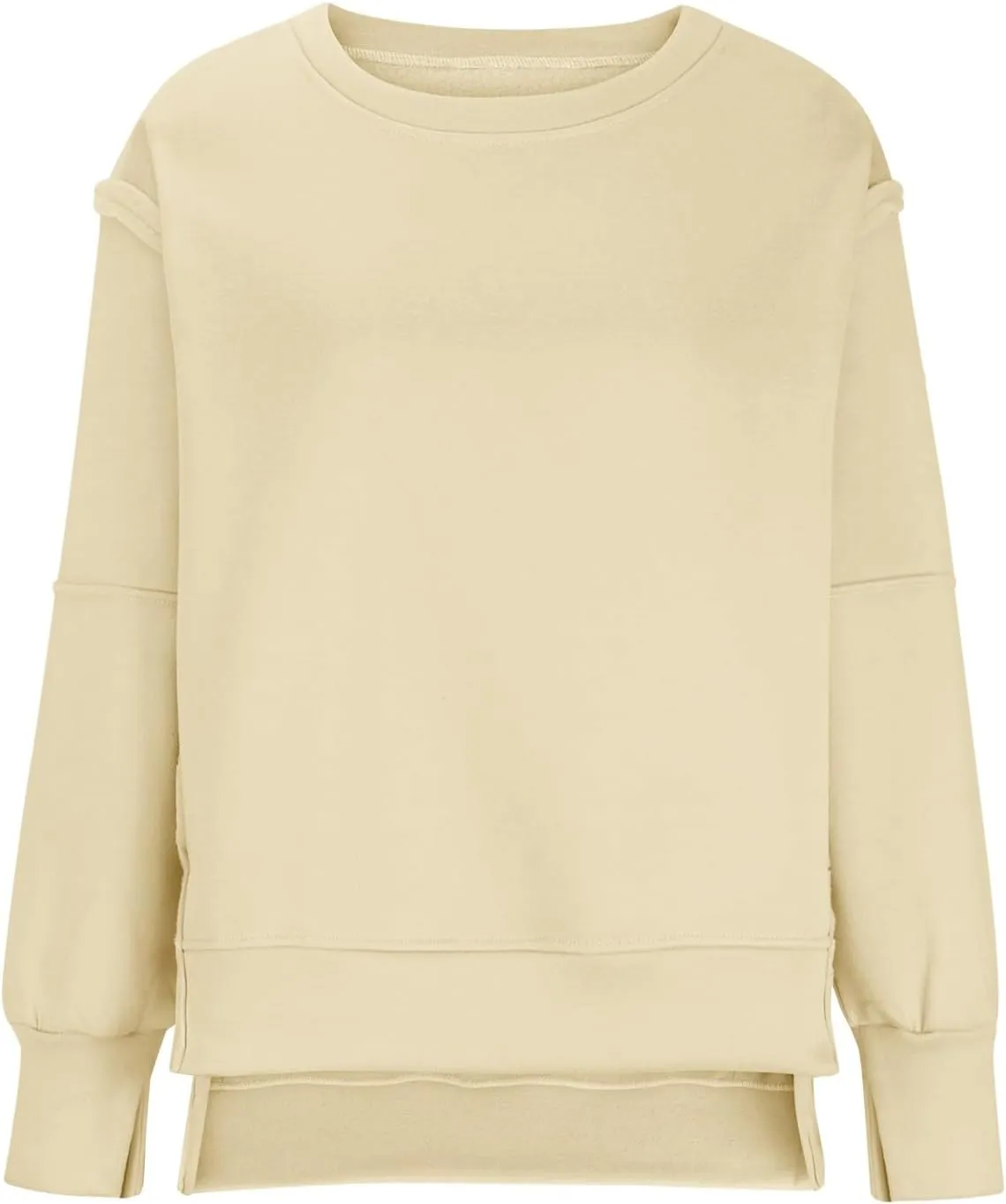 SMIDOW Womens Oversized Crewneck Sweatshirts Hoodies Fall 2023 Fashion Warm Y2k Clothes Casual Slit Sloucthy Pullover Tops