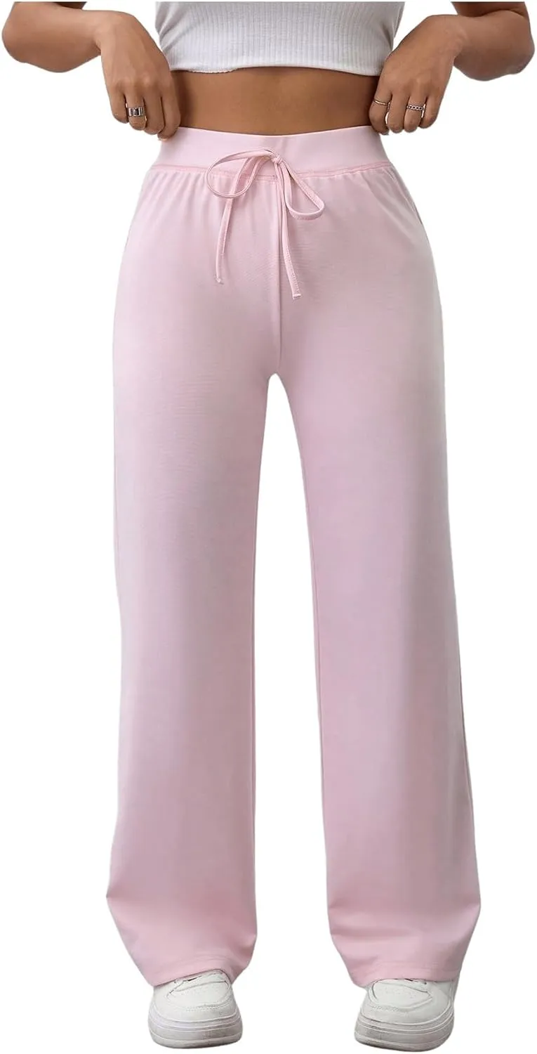 SOLY HUX Women's Sweatpants High Waisted Straight Leg Pants Drawstring Fall Casual Trousers