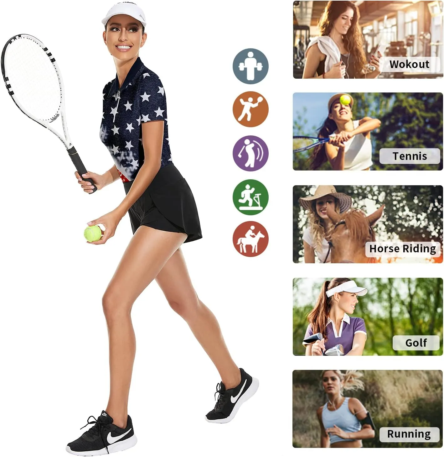 Soneven Women's Long Sleeve Golf Polo Shirts Moisture Wicking Quick Dry Half-Zip Pullover Athletic Workout Striped Tops