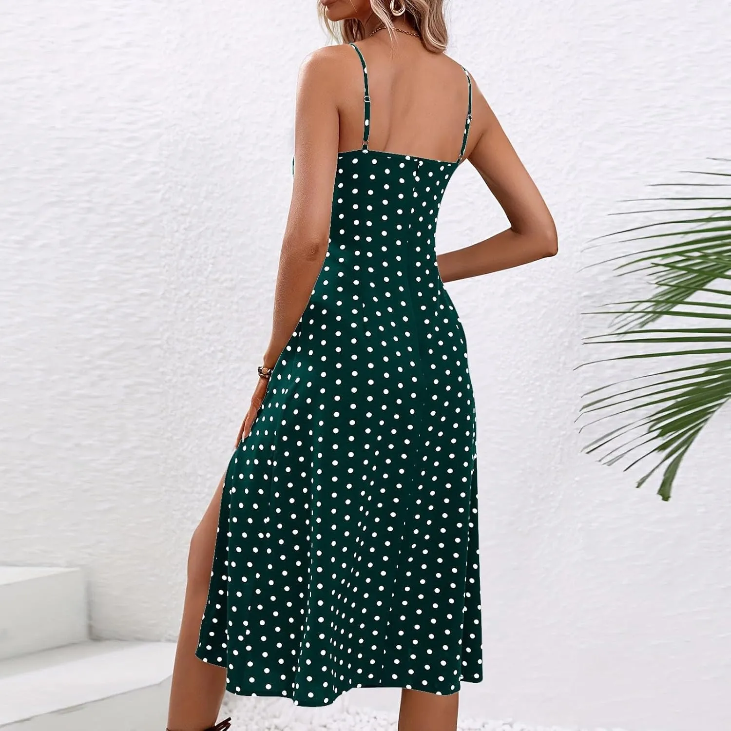 Spaghetti Strap Midi Dresses for Women Sexy Elegant Side Slit Prom Dresses Summer Slim Fit Sexy A Line Beach Dress