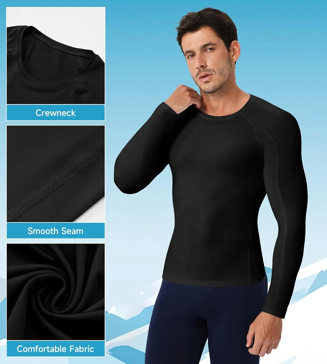SPVISE Compression Shirt Men Long Sleeve, Cool Dry Men's Athletic Workout Running T-Shirt Tops, Sports Rash Guard Base Layer