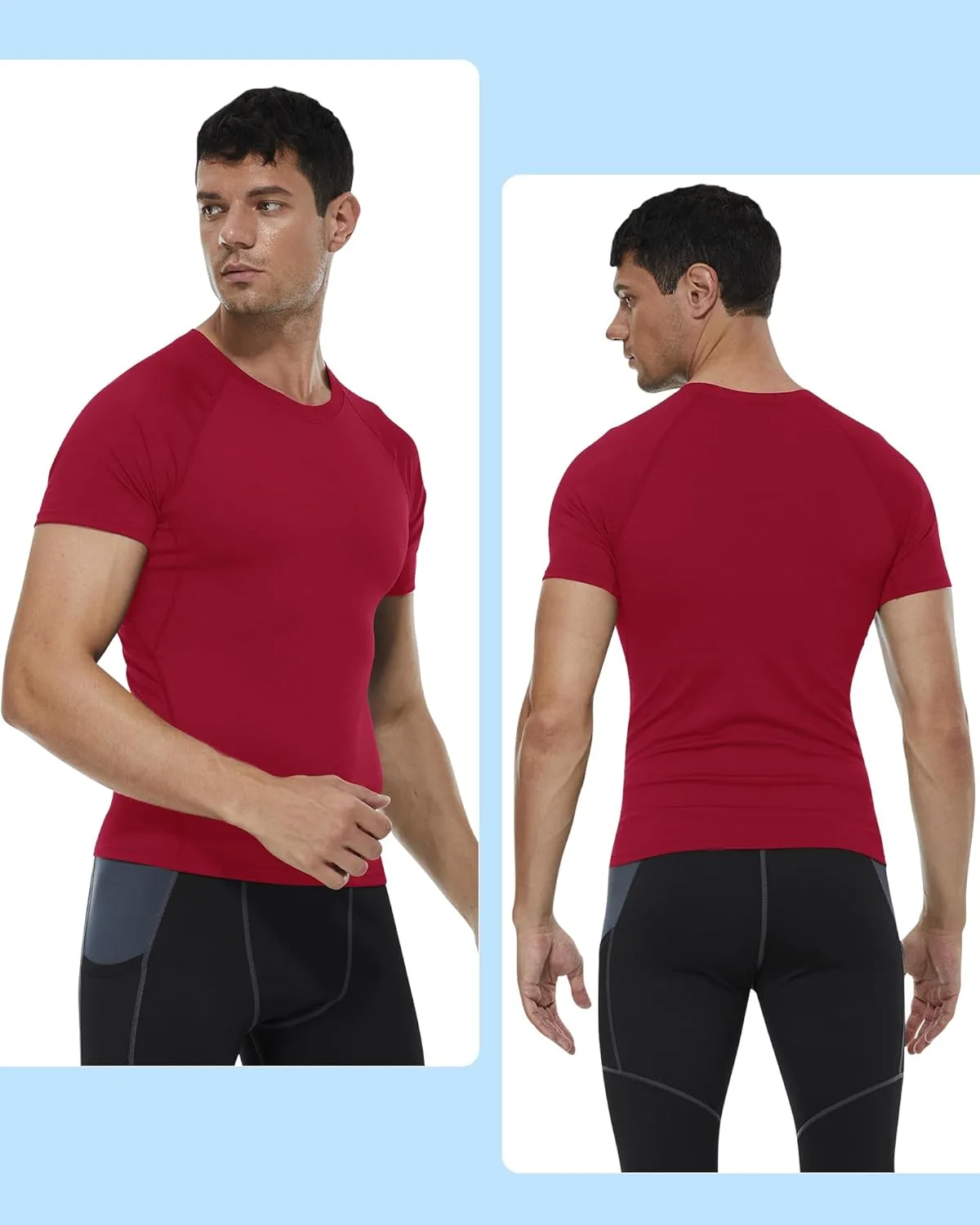 SPVISE Men's Compression Shirt Short Sleeve Workout Gym Top Cool Dry Athletic Base Layer Undershirt T-Shirt for Sport Running
