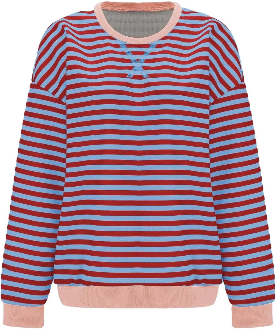 Striped Shirt Colorblock Sweatshirt Women Oversized Sweatshirt Long Sleeve Shirts Fall Outfits for Women 2024