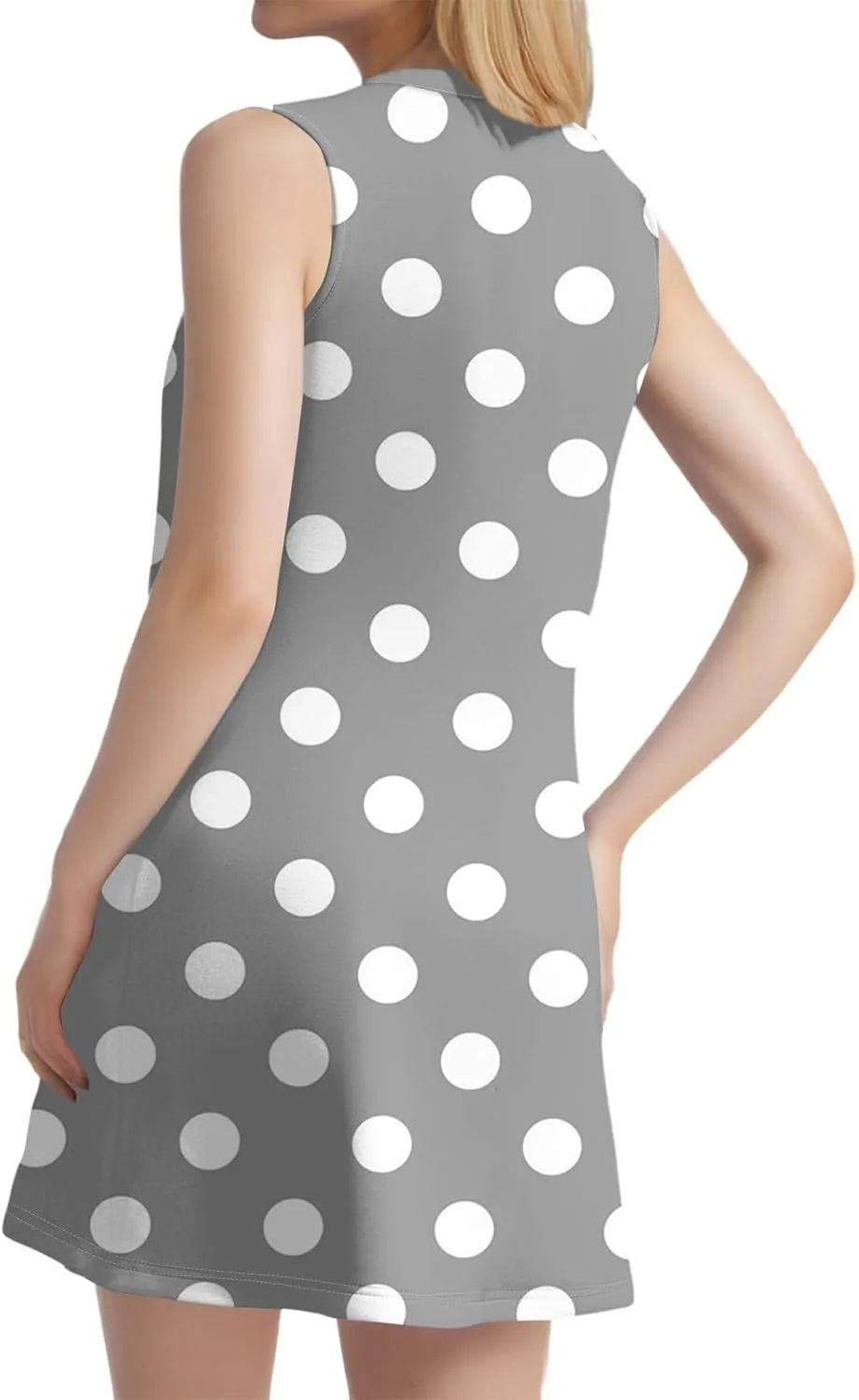 Summer Dresses for Women 2025 Loose O Neck Sundresses Sleeveless Pleated Tank Dress Beach Casual Print Dress with Pockets