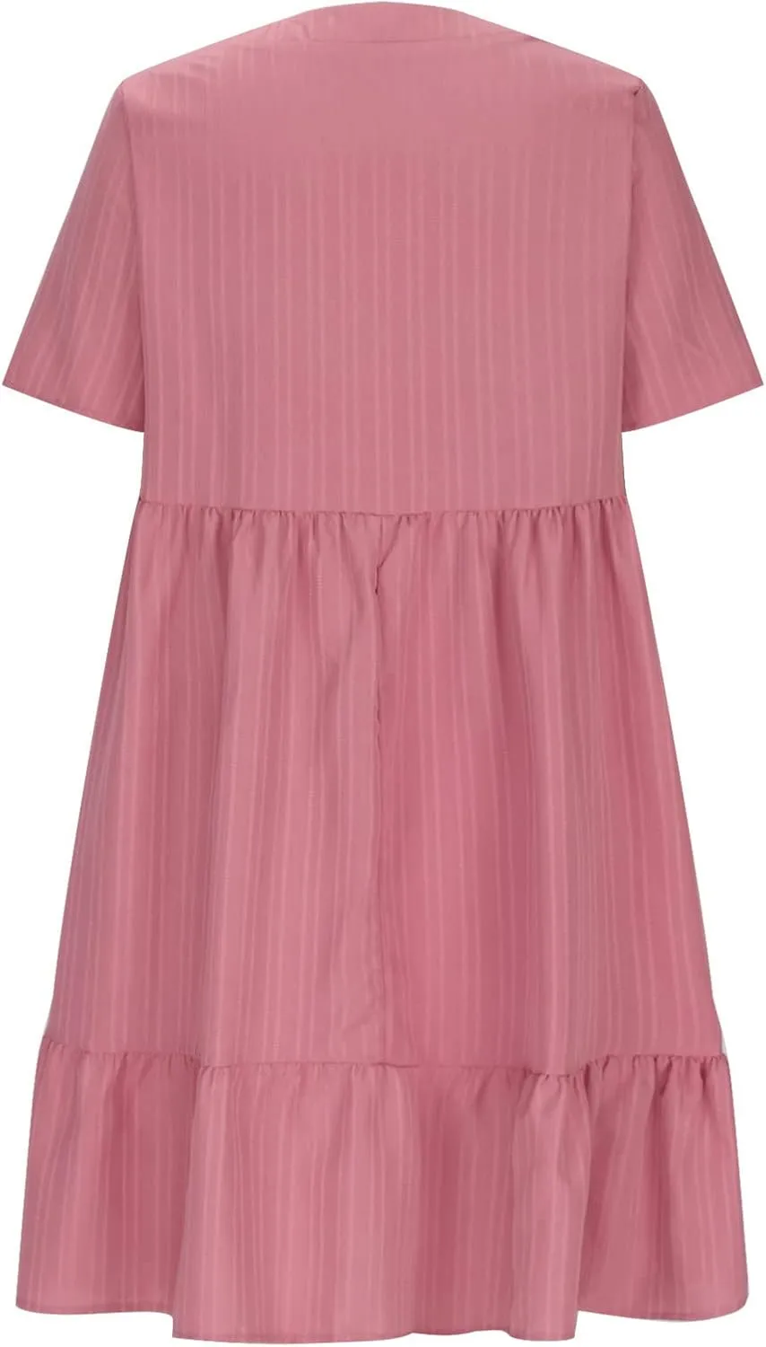 Summer Dresses for Womens V Neck Flutter Sleeve Flowy Short Dress Casual Midi Dress A Line Ruffle Tiered Swing Dresses