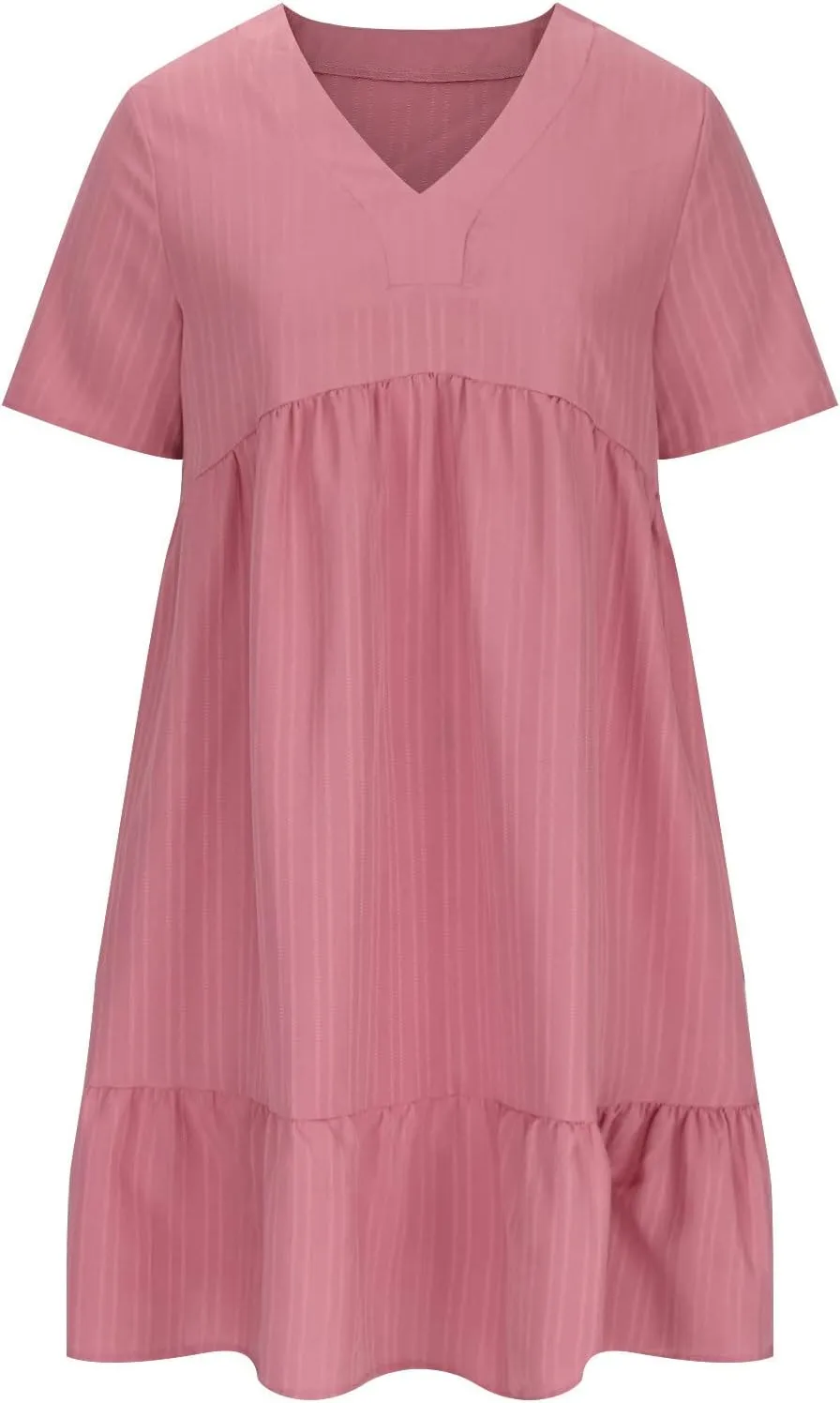 Summer Dresses for Womens V Neck Flutter Sleeve Flowy Short Dress Casual Midi Dress A Line Ruffle Tiered Swing Dresses