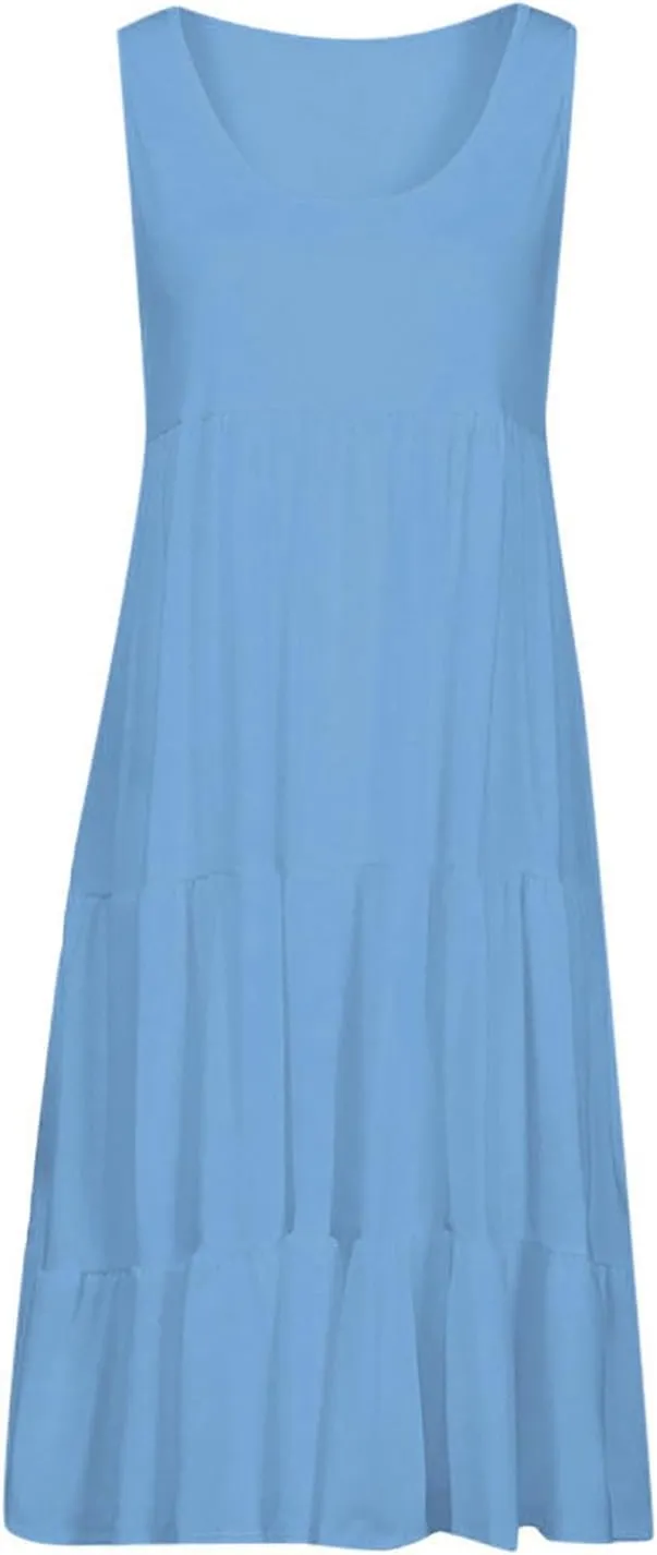 Summer Sundress for Women Casual Sleeveless Flowy Tiered Plus Size Dress Fashion Boho Beach Vacation Dresses S-5XL