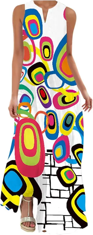 Sundresses for Women 2025 Trendy Flower Print Maxi Dresses Casual Boho Flowy Sundress Summer Vacation Party Dress