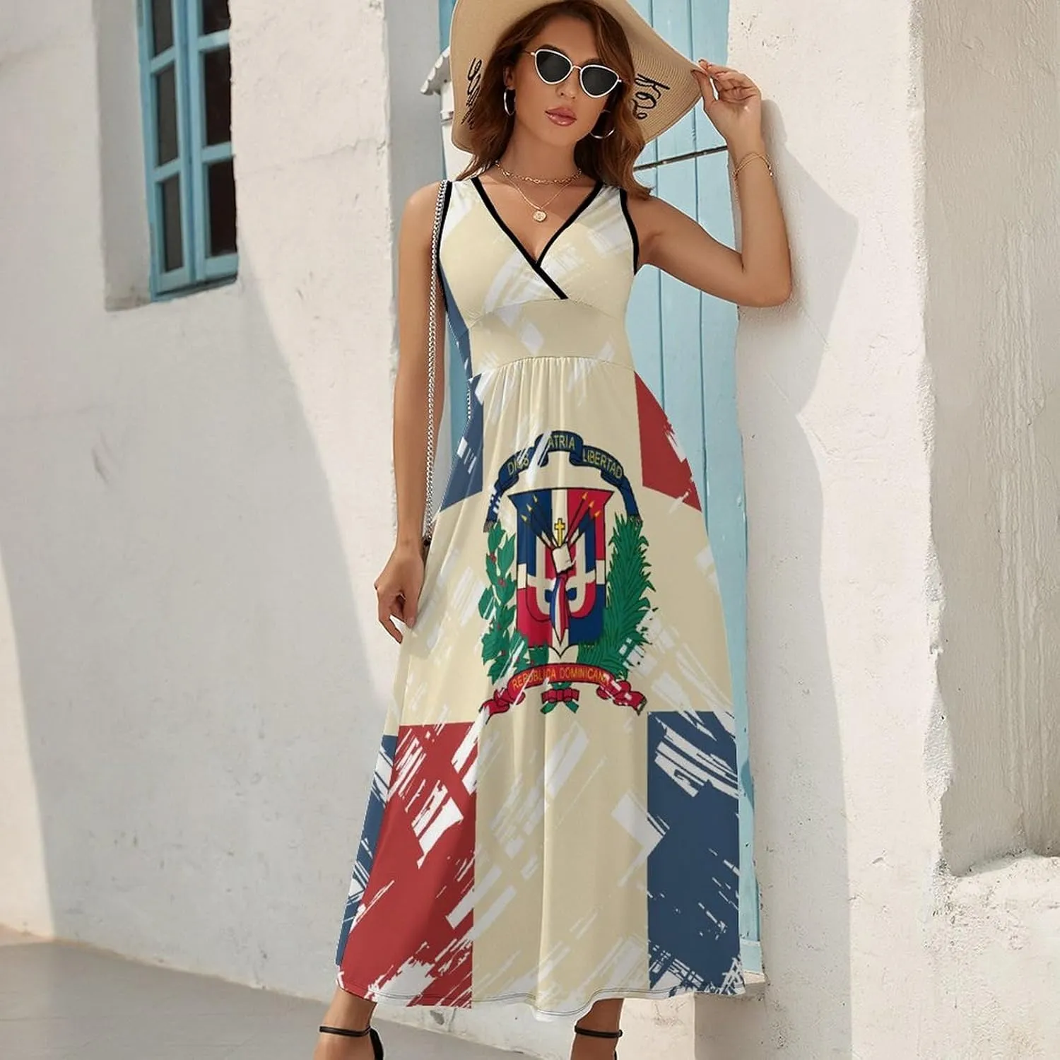 Sundresses for Women Summer Long Dress Sexy V Neck Casual Dress Beach Maxi Dress Flowy Loose Sleeveless Dress