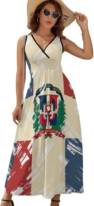 Sundresses for Women Summer Long Dress Sexy V Neck Casual Dress Beach Maxi Dress Flowy Loose Sleeveless Dress