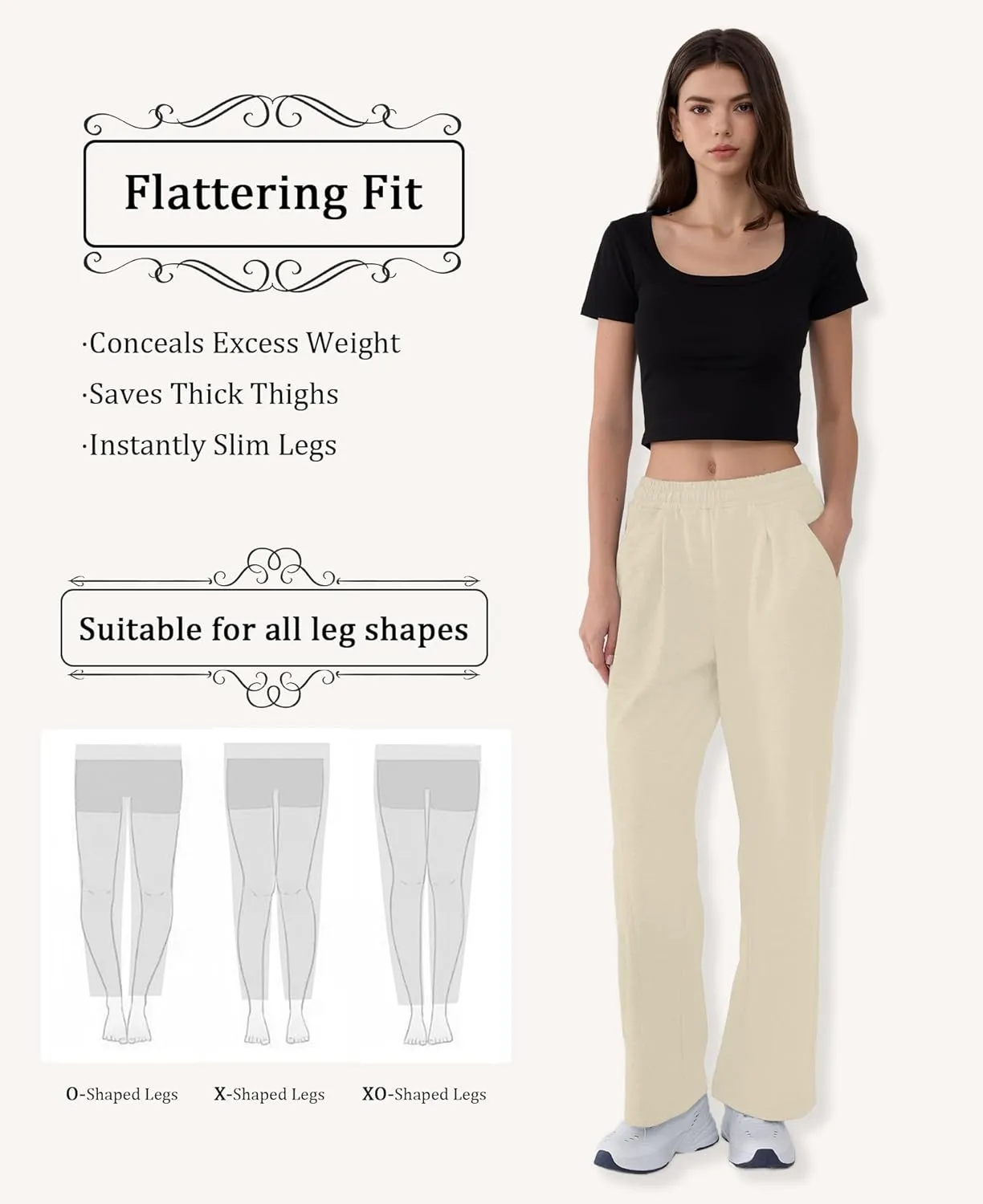 Susclude Baggy Sweatpants for Women Y2k Wide Leg Pants Summer High Waisted Drawstring Pleated Lightweight Pants with Pockets
