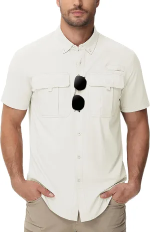 TACVASEN Mens Short Sleeve Sun Protection Shirt UPF 50  Quick Dry Fishing Cooling UV Shirts Outdoor Tactical Hiking Shirts