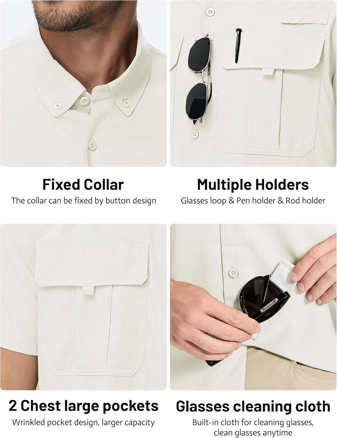 TACVASEN Mens Short Sleeve Sun Protection Shirt UPF 50  Quick Dry Fishing Cooling UV Shirts Outdoor Tactical Hiking Shirts