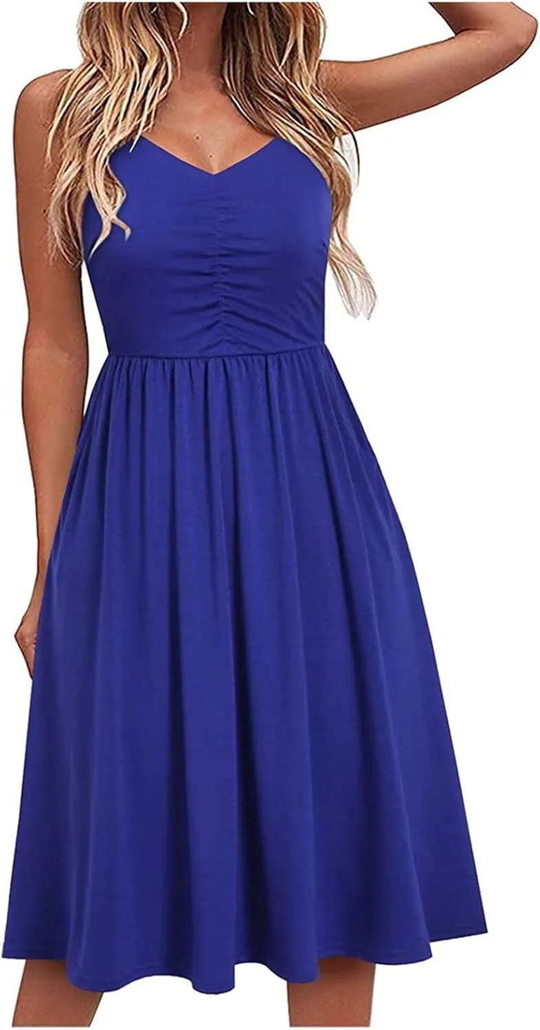 TARIENDY Women 2025 Summer Dress V Neck Sleeveless Dresses Fashion Casual Short Sundress Loose Comfy Sexy Beach Outfits