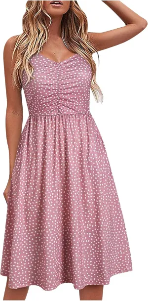 TARIENDY Women 2025 Summer Dress V Neck Sleeveless Dresses Fashion Casual Short Sundress Loose Comfy Sexy Beach Outfits