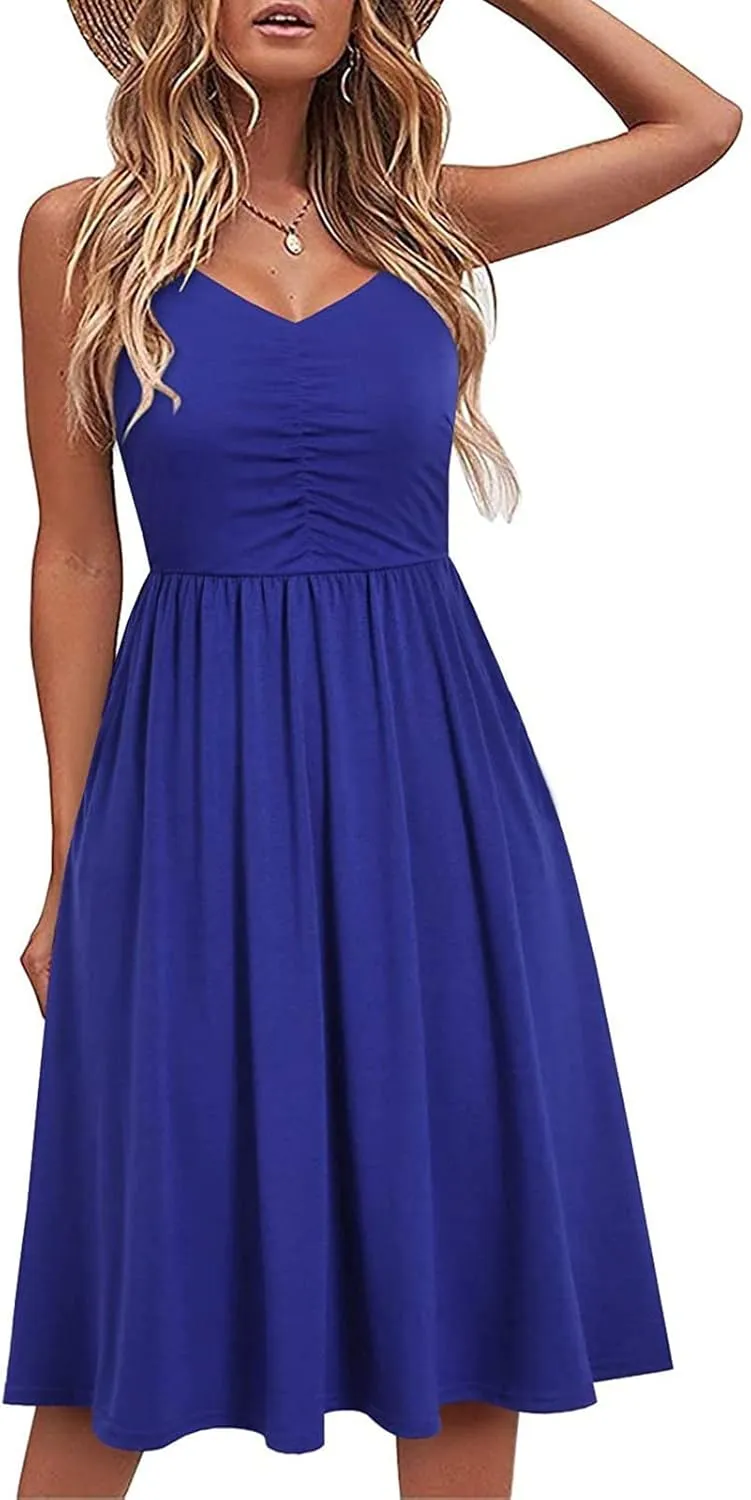 TARIENDY Women 2025 Summer Dress V Neck Sleeveless Dresses Fashion Casual Short Sundress Loose Comfy Sexy Beach Outfits