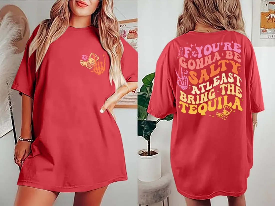 Tequila Oversize Shirt Drink Shirts: Women Cinco De Mayo T-Shirt Funny Salty Tequila Graphic Tee Casual Short Sleeve Tops
