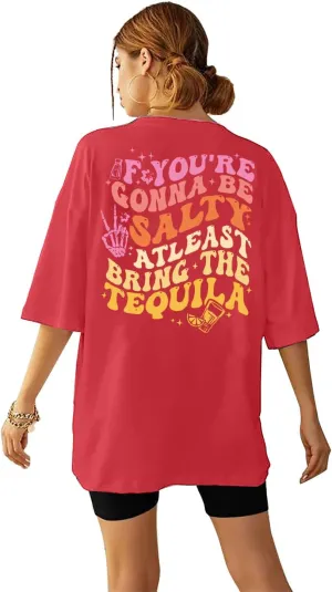 Tequila Oversize Shirt Drink Shirts: Women Cinco De Mayo T-Shirt Funny Salty Tequila Graphic Tee Casual Short Sleeve Tops
