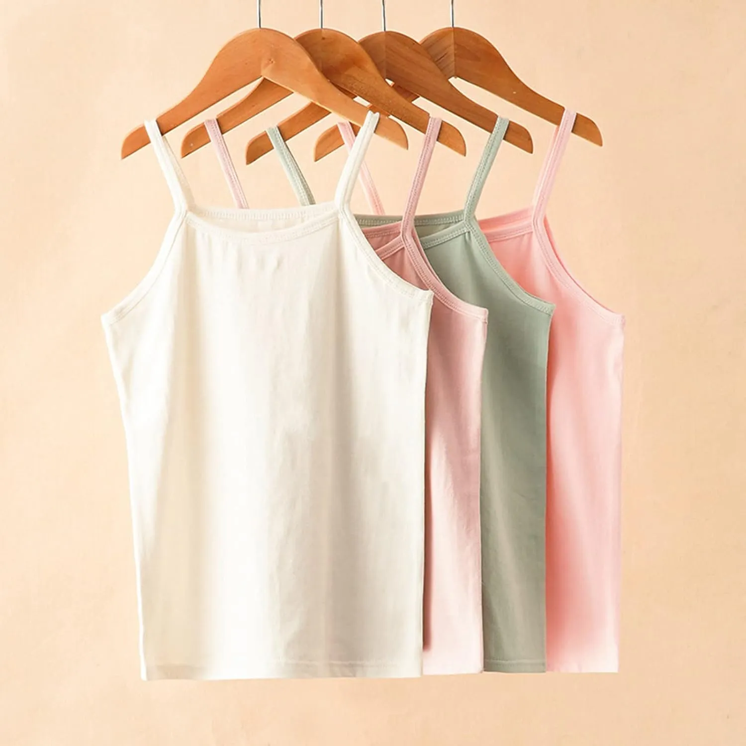 Toddler Girls Tank Tops Casual Solid Color Spaghetti Strap Sleeveless Camisoles Kids Summer Undershirt Vest Clothes