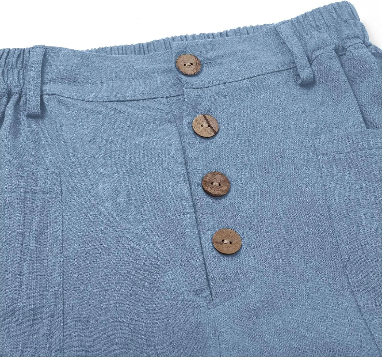 Trendy Button-Fly Straight Leg Pants for Women 2024 Spring Cotton Linen High Waist Lounge Slacks Plus Size Solid Casual Pants