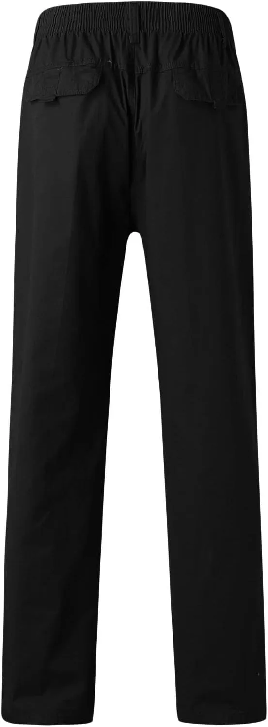 Trendy Solid Color Strech Chino Pants for Men Cotton Soft Lightweight Slim Fit Open Bottom High Waist Cargo Trousers