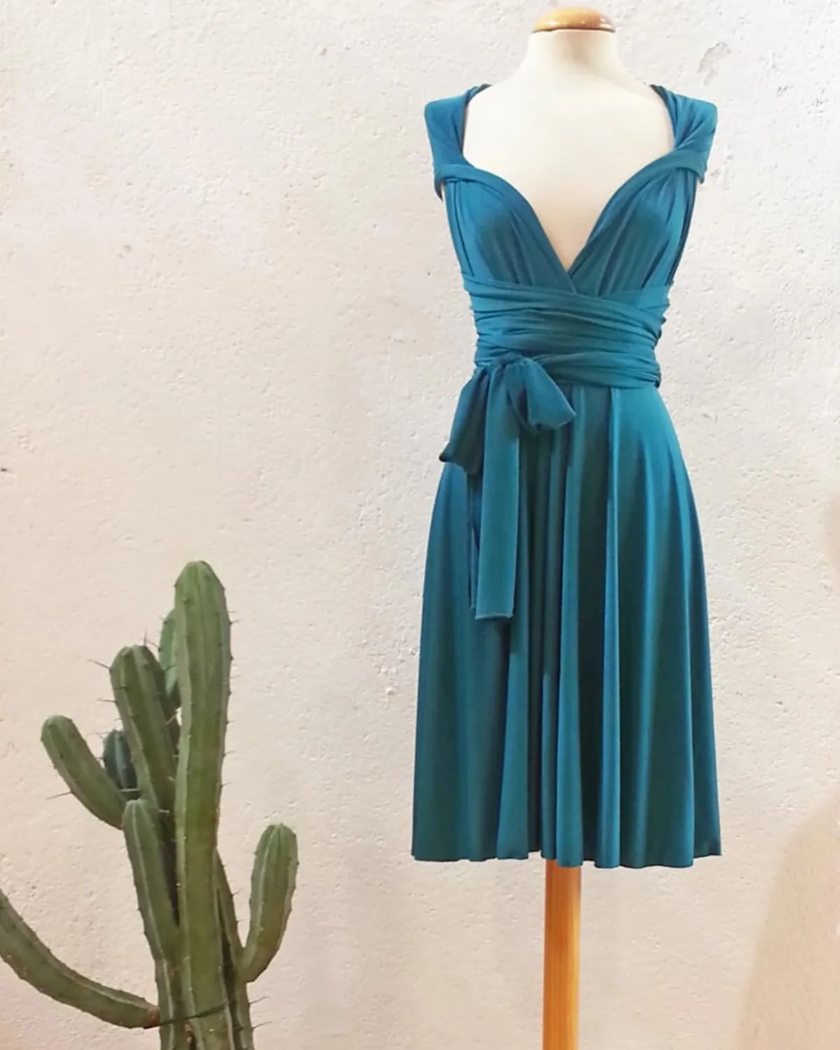 TTYBridal Short Infinity Dress with Bandeau,Midi Bridesmaid Convertible Dress,Elastic Wedding Multiway Twist Wrap Dress