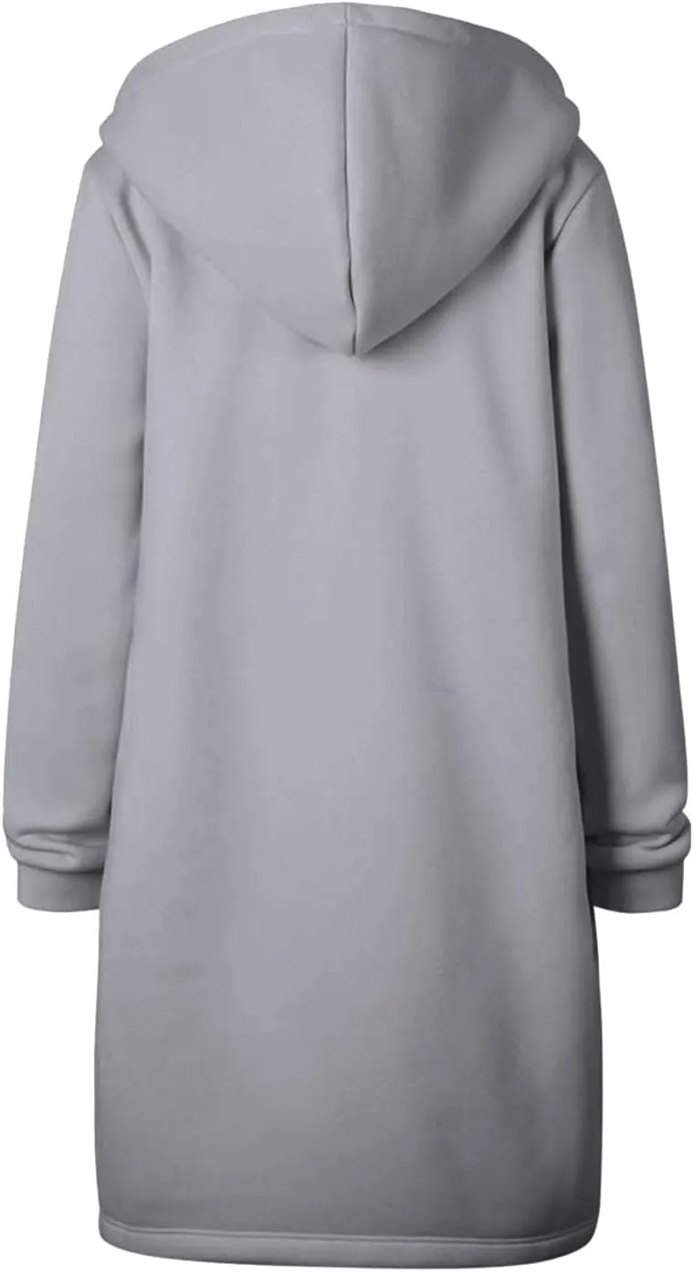 TUNUSKAT Zip Up Hoodie Womens Fall Tunic Sweatshirt Plus Size Casual Long Hoodies Comfortable Fleece Jacket with Pocket S-5XL