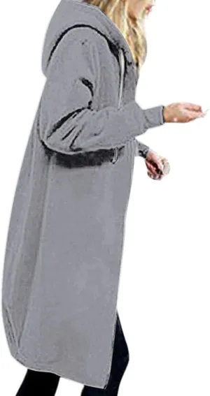 TUNUSKAT Zip Up Hoodie Womens Fall Tunic Sweatshirt Plus Size Casual Long Hoodies Comfortable Fleece Jacket with Pocket S-5XL