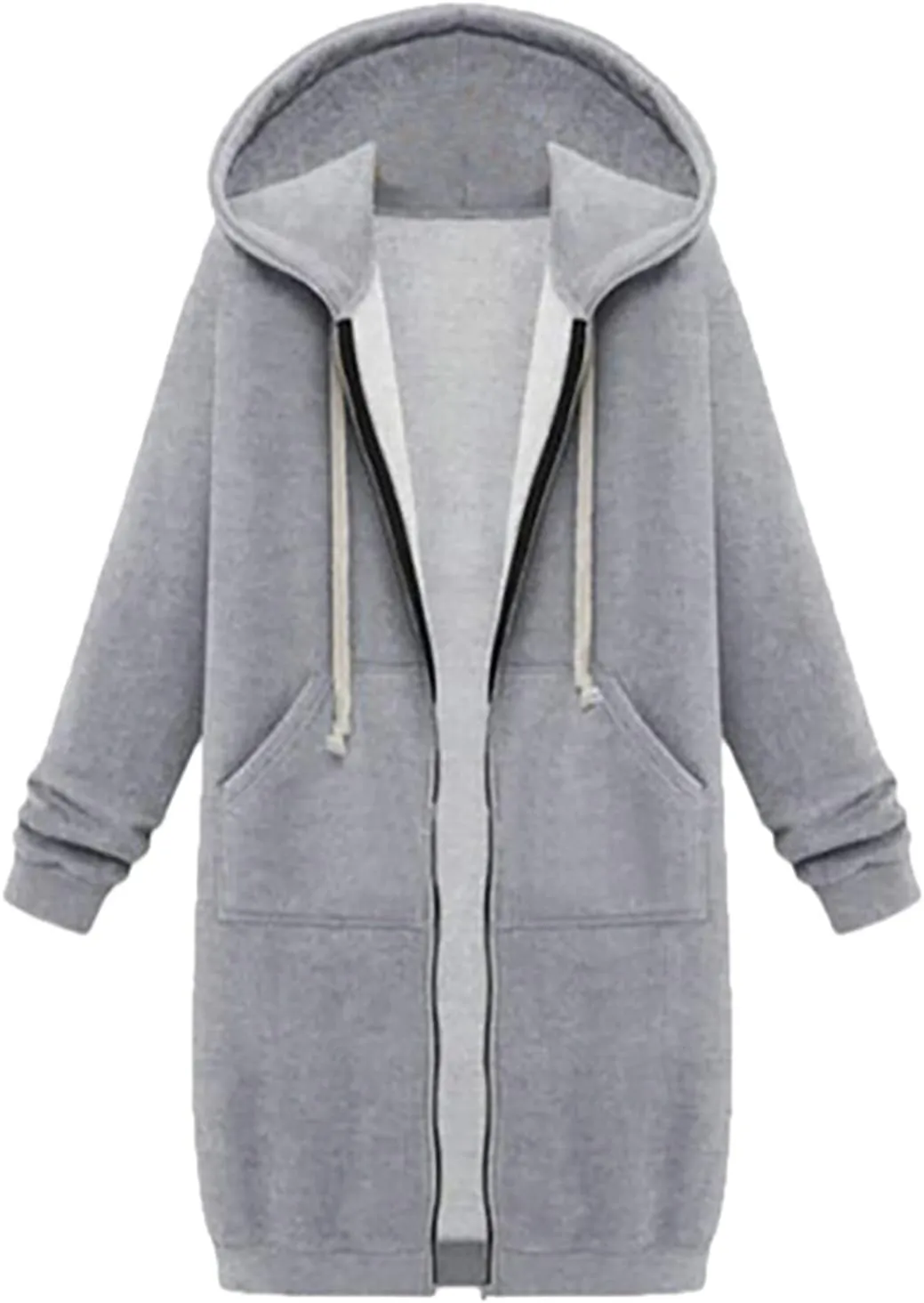 TUNUSKAT Zip Up Hoodie Womens Fall Tunic Sweatshirt Plus Size Casual Long Hoodies Comfortable Fleece Jacket with Pocket S-5XL