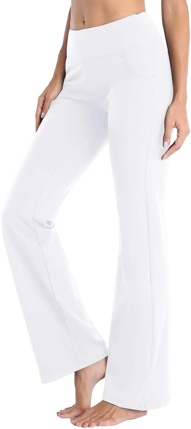 Wide Leg Yoga Pants For Women Long High Waist Work Bootcut Pants Soft Palazzo Trouser Casual Bell Bottom Leggings