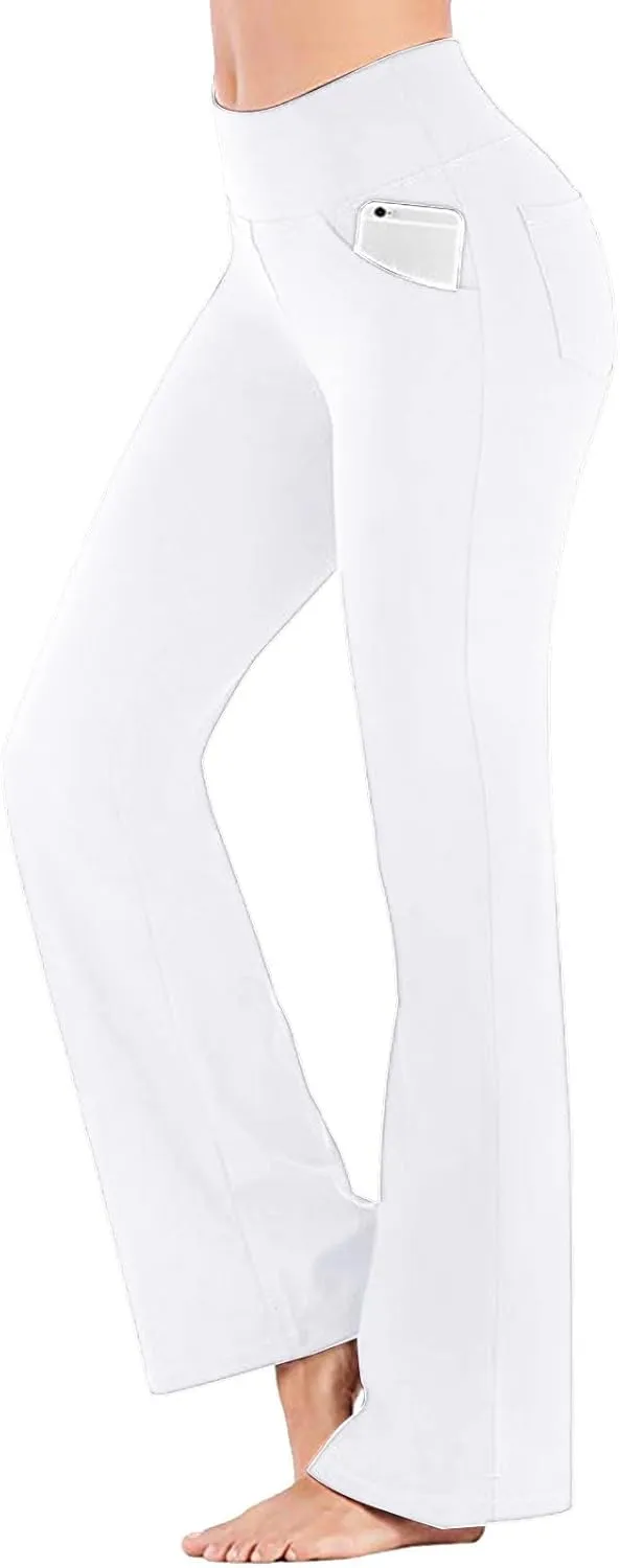 Wide Leg Yoga Pants For Women Long High Waist Work Bootcut Pants Soft Palazzo Trouser Casual Bell Bottom Leggings