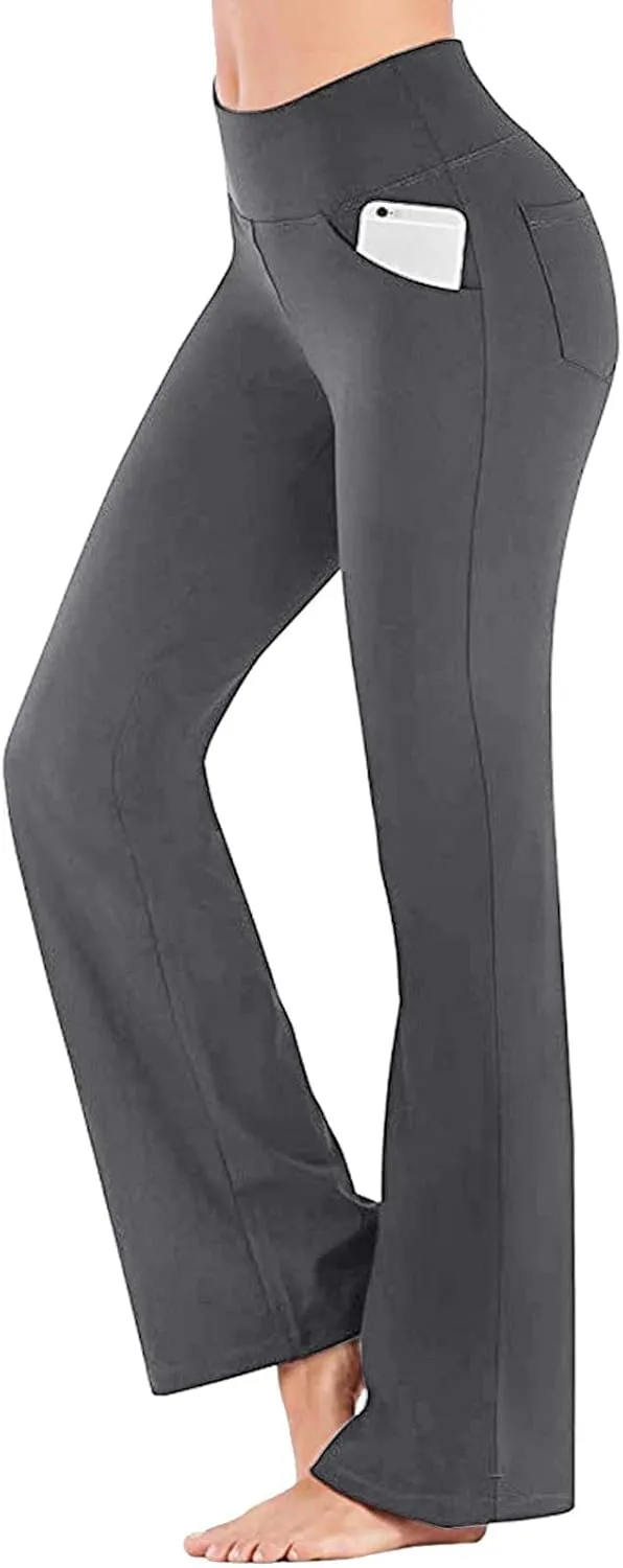 Wide Leg Yoga Pants For Women Long High Waist Work Bootcut Pants Soft Palazzo Trouser Casual Bell Bottom Leggings