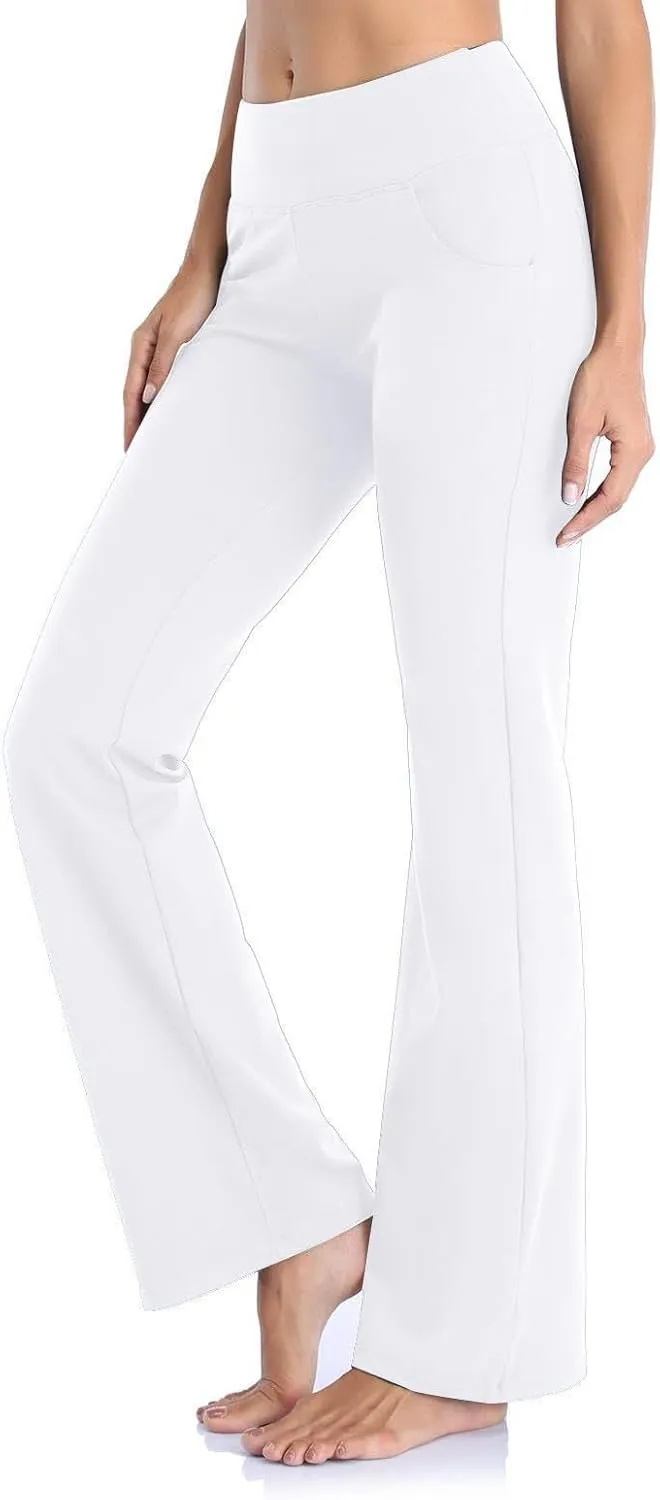 Wide Leg Yoga Pants For Women Long High Waist Work Bootcut Pants Soft Palazzo Trouser Casual Bell Bottom Leggings