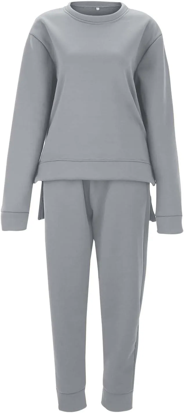 Women 2 Piece Outfits Long Sleeve V Neck Casual Dressy Sweatpants Hoodie Sweatshirt Jogger Sweatpants Outfits