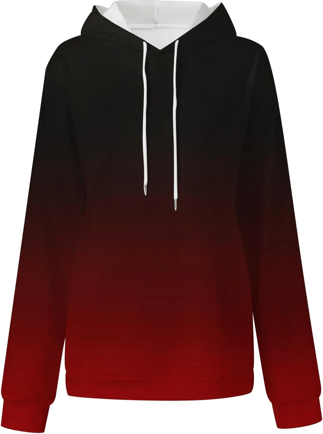 Women Hooded Sweatshirts Gradient Graphic Oversized Pullover Drawstraing Long Sleeve Trendy Sweater Tops with Pocket