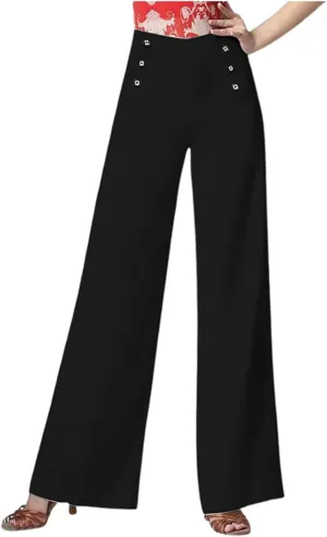 Women Linen Blend Summer Solid Pants Elastic Waist Baggy Stretchy Loose Fit Pant Trousers Business Work