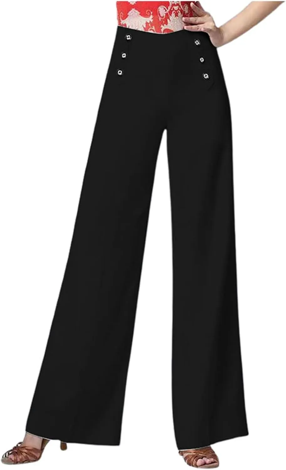 Women Linen Blend Summer Solid Pants Elastic Waist Baggy Stretchy Loose Fit Pant Trousers Business Work