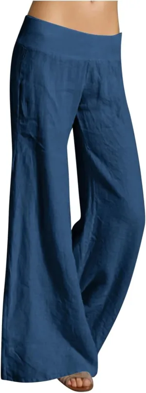 Women Linen Summer Letter Patched Pants Low Waist Long Lounge Slim Fit Pants Travel