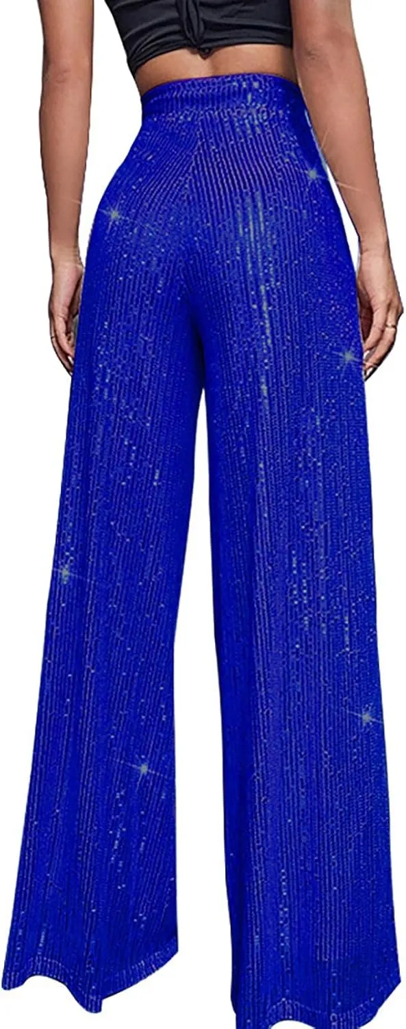 Women Sequin Flare Leggings Women's High Waisted Sequin Loose Drape Wide Leg Pants Fashion Pencil Pants with