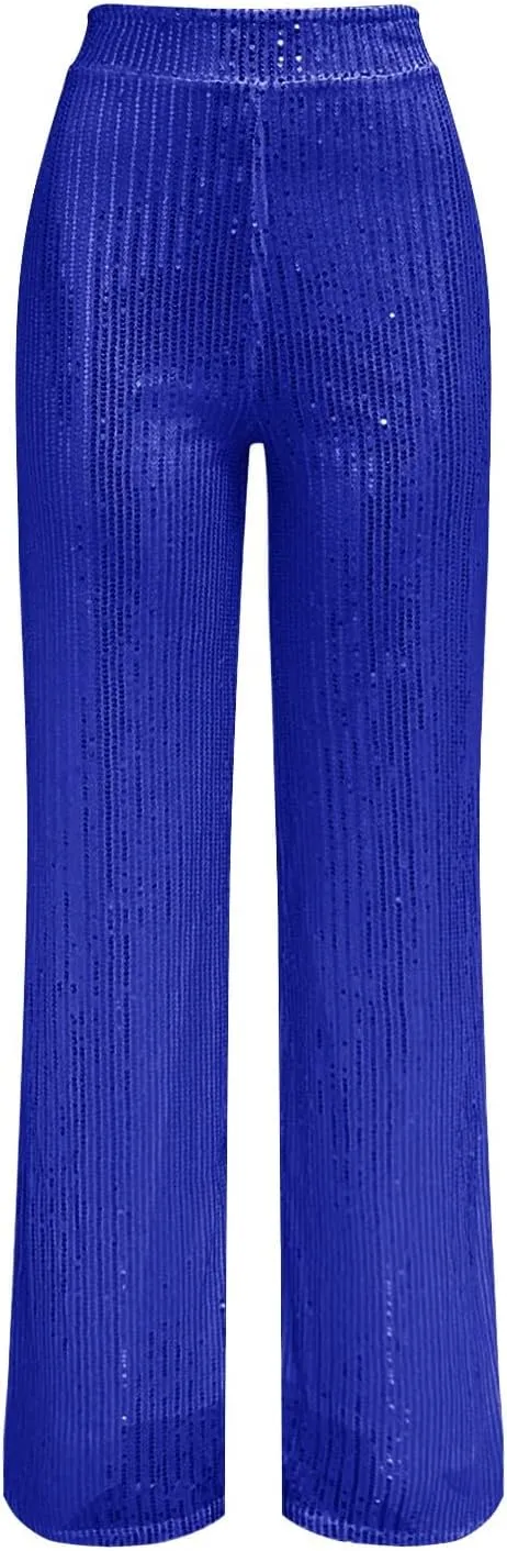 Women Sequin Flare Leggings Women's High Waisted Sequin Loose Drape Wide Leg Pants Fashion Pencil Pants with