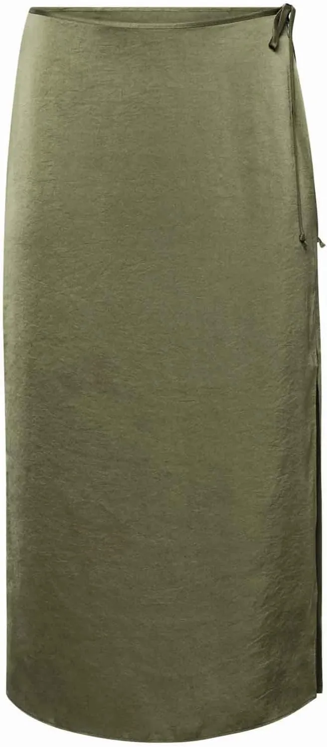 Women Split Slit Thigh Long Skirts High Waisted Midi Skirts Tie Up Solid Casual Sexy Elegant Soft Skirt 2025