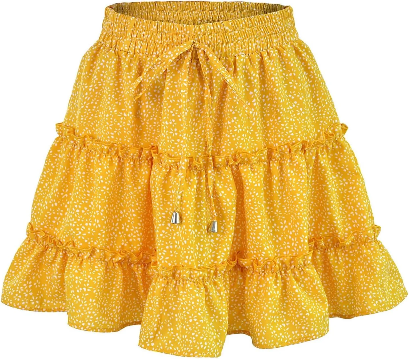 Women Summer Cute High Waist Ruffle Skirt Floral Print Swing Beach Mini Skirt Tennis Skirts for Girls