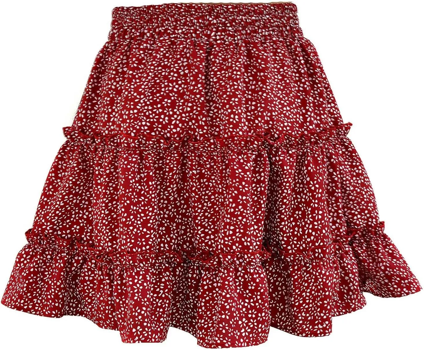 Women Summer Cute High Waist Ruffle Skirt Floral Print Swing Beach Mini Skirt Tennis Skirts for Girls